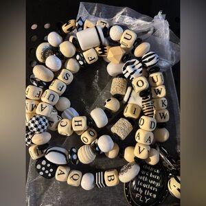 🖤🤍New Teacher’s Lanyard w/ Beaded Letter Necklace